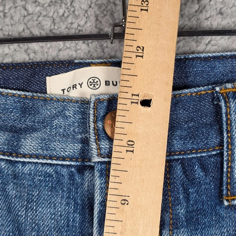 Tory Burch Jeans Womens Size 26 Medium Wash Straight Selvedge Button Fly Mom Fit